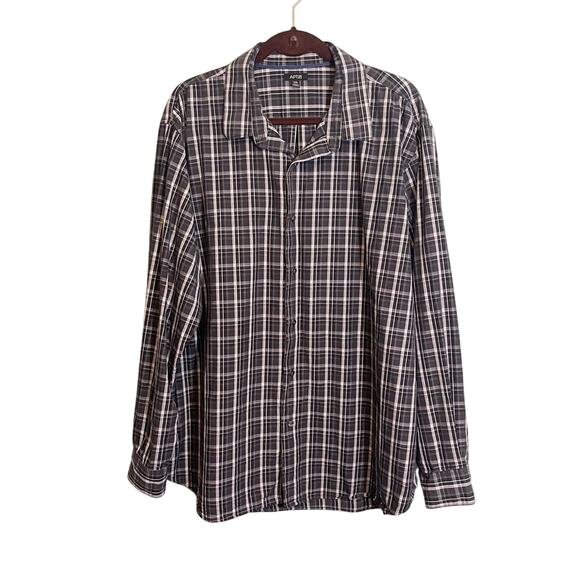 APT9 Men's Black and Grey Plaid Long Sleeve Button Down Shirt Size XXL - Picture 1 of 14